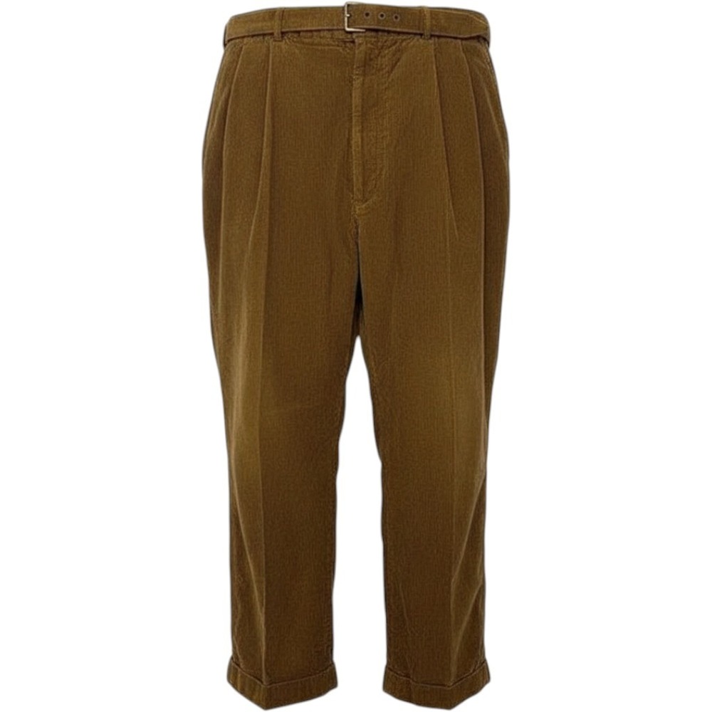 Lanvin Pants Big Men 54B Brown Corduroy Belted Custom 24 Inseam Tailored Money